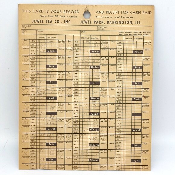 Vintage 1940s Jewel Tea Co Receipt Card Dillon Art School Children Dog Flag - Picture 2 of 4